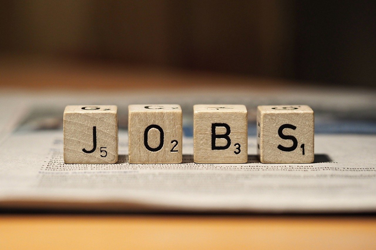 A propos looking for a job, job, advertisement, looking for, newspaper, dice, letters, letter cubes, job ad, job search, work