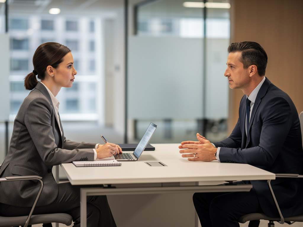 entretien professionnel entre un recruteur spécialisé retail et un chef de rayon